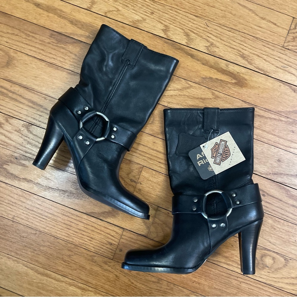 Harley-Davidson Women’s Heeled Moto After Riding Leather Boots Size 6.5 NEW